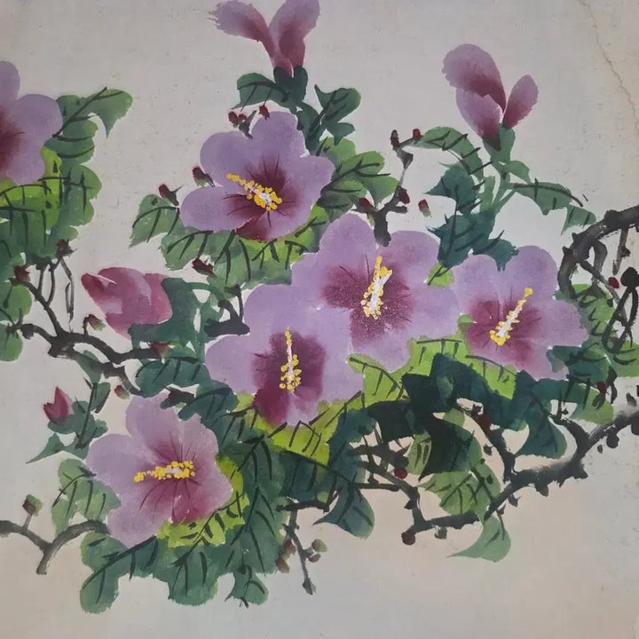 [BUNJANG] Jin Seong-gu "Mugunghwa" Painting / 동양화 소우 진성구 서기국화 무궁화