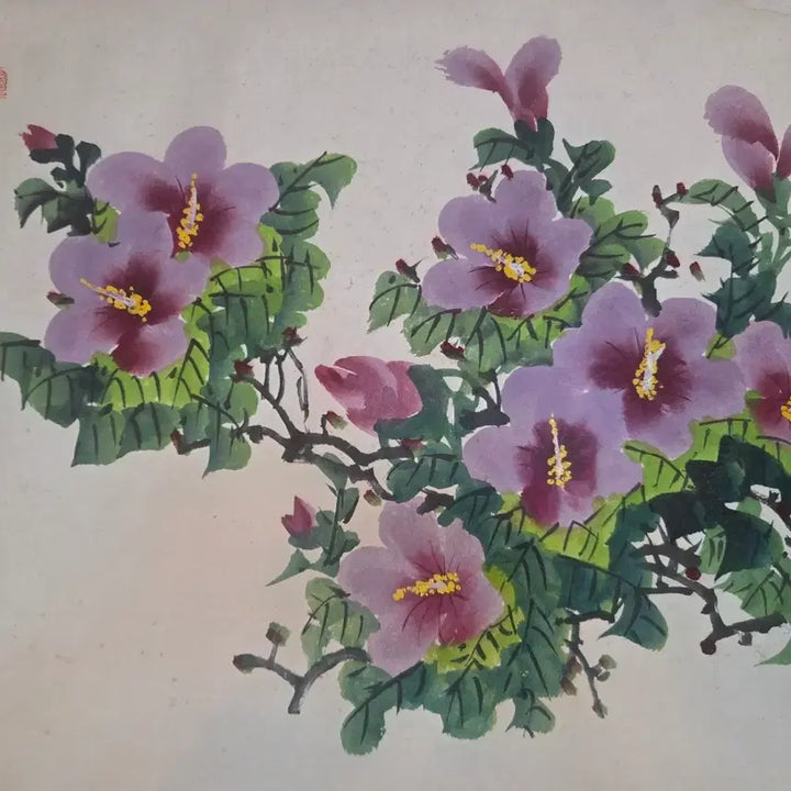 [BUNJANG] Jin Seong-gu "Mugunghwa" Painting / 동양화 소우 진성구 서기국화 무궁화
