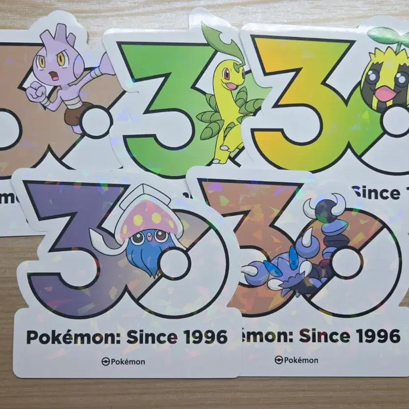 [BUNJANG] Pokemon 30th Anniversary Logo Sticker Bundle Set / 포켓몬스터 30주년 로고스티커 5장 일괄