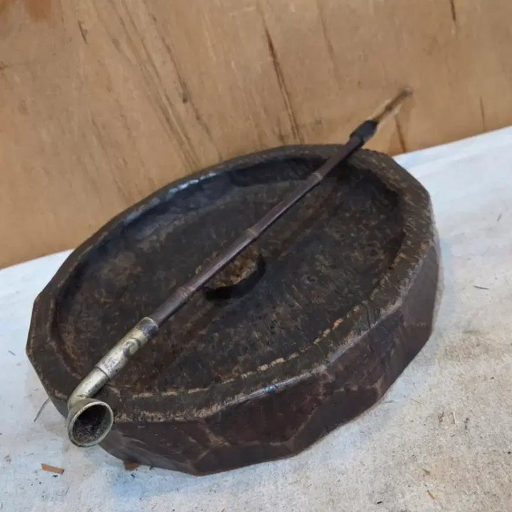 [BUNJANG] Antique Wooden Ashtray and Smoking Pipe Set / 100년세월의 나무 재떨이와 곰방대