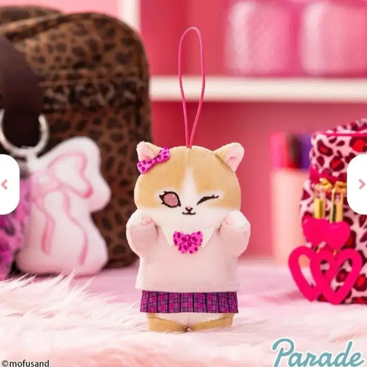 [BUNJANG] Mofusand Cat "School Uniform" Pink Cheese Kitty Charm / [새상품]모프샌드 모후샌드 갸루 교복 스쿨 고양이 핑크 치즈 냥이 키링