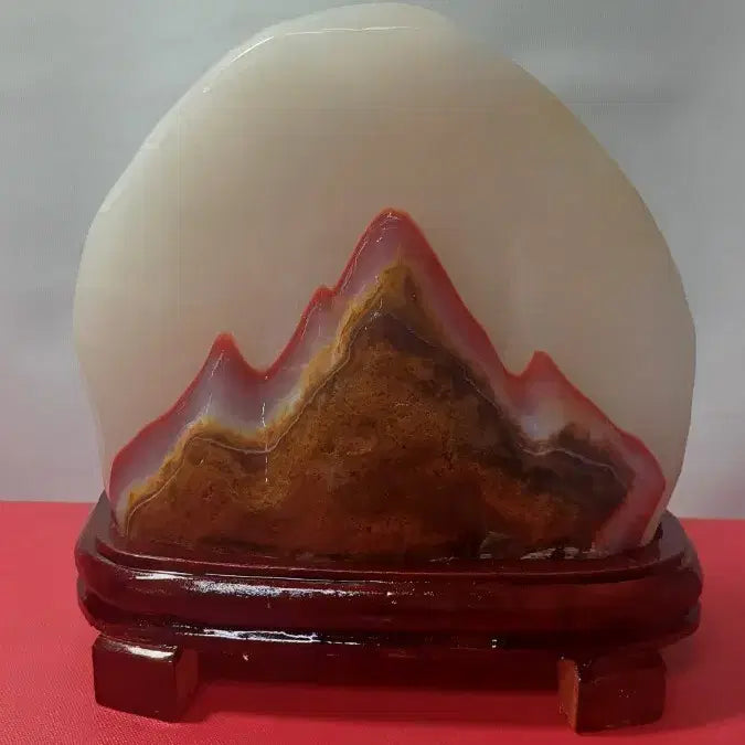 [BUNJANG] Decorative Landscape Stone Sculpture with Mountain Carving / 장식용 산수석 탁상용 옥 조각