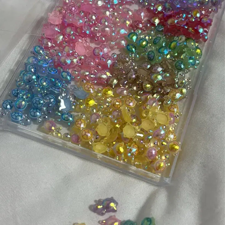 [BUNJANG] Glitter Lucky Turtle 7-Piece Set / (16개세트) 글리터 행운의 거북이 미니 파츠 네일 네일아트 행운부기