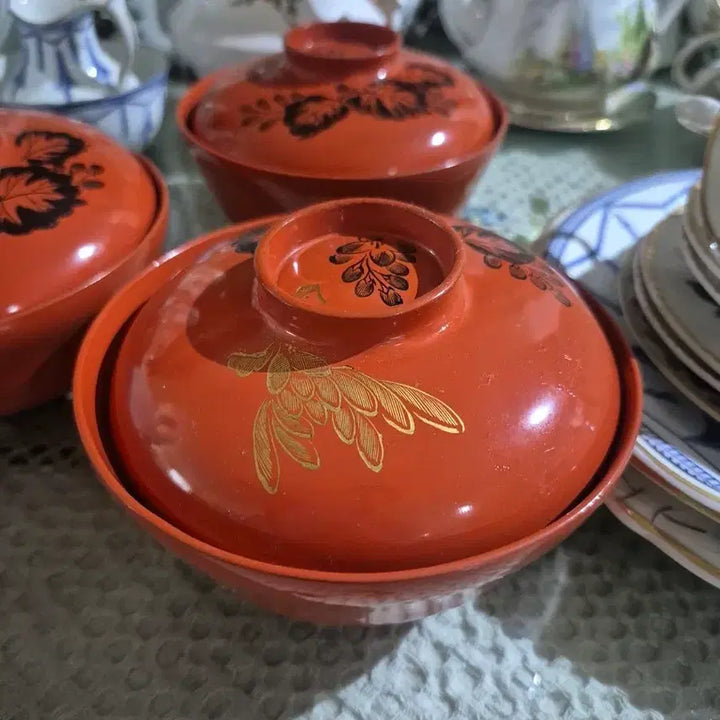 [BUNJANG] Japanese Vintage Lacquerware Rice Bowl with Lid / 일본빈티지 뚜껑있는 밥그릇 미소된장그릇(대중적인 칠기)