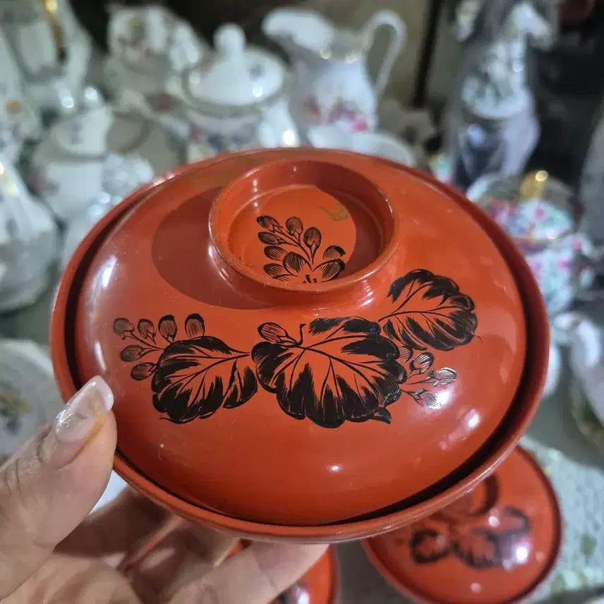 [BUNJANG] Japanese Vintage Lacquerware Rice Bowl with Lid / 일본빈티지 뚜껑있는 밥그릇 미소된장그릇(대중적인 칠기)