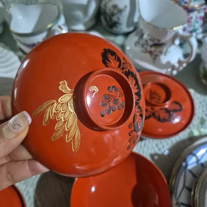 [BUNJANG] Japanese Vintage Lacquerware Rice Bowl with Lid / 일본빈티지 뚜껑있는 밥그릇 미소된장그릇(대중적인 칠기)