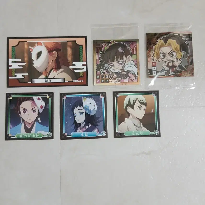 [BUNJANG] Demon Slayer Postcard Sticker Bundle Set / 귀멸의 칼날 무한성편 러버 마스코트 키링,엽서,스티커 일괄