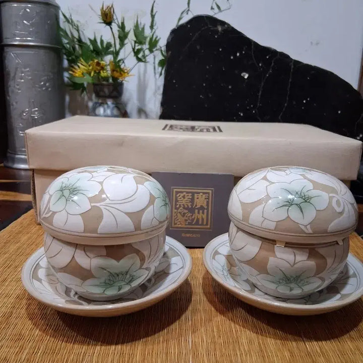 [BUNJANG] Gwangjuyo Mokbuyongmun Heondajan Set (2pcs) / 광주요 목부용문 헌다잔 2점 (개완)