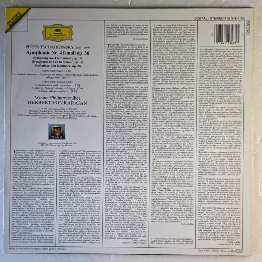 [BUNJANG] Herbert von Karajan - Tchaikovsky Symphony No. 4 LP (Deutsche Grammophon 1985) / 카라얀 - 차이코프스키 교향곡 4번 LP (DG 1985년)