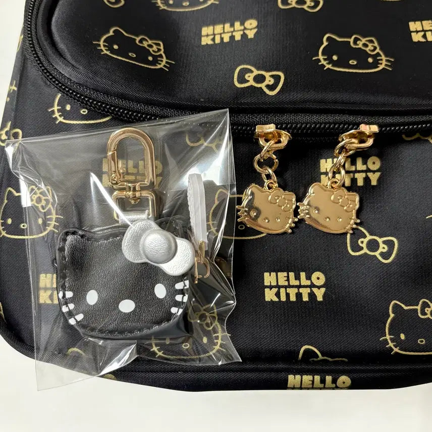 [BUNJANG] Sanrio Hello Kitty Black Pouch with Keychain / 산리오 키티 블랙 파우치(+키링)
