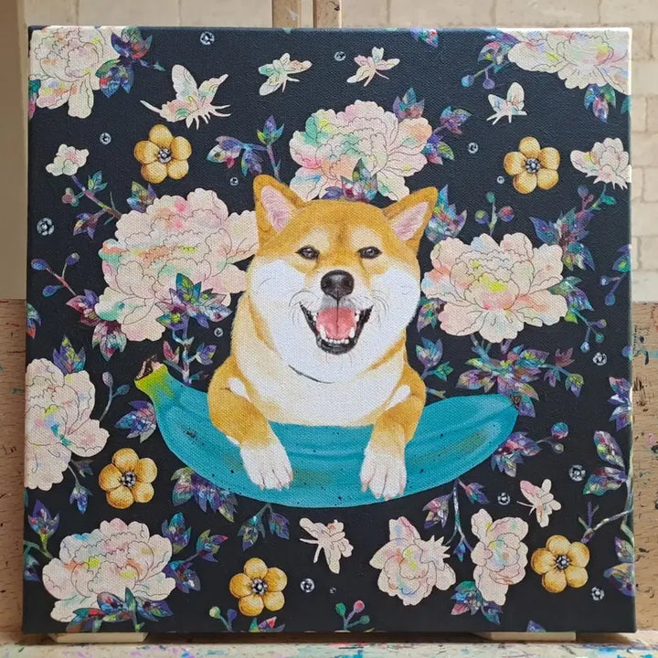 [BUNJANG] Blue Banana Shiba Inu Acrylic Frame Art / 블루바나나와 시바견 아크릴 그림액자입니다