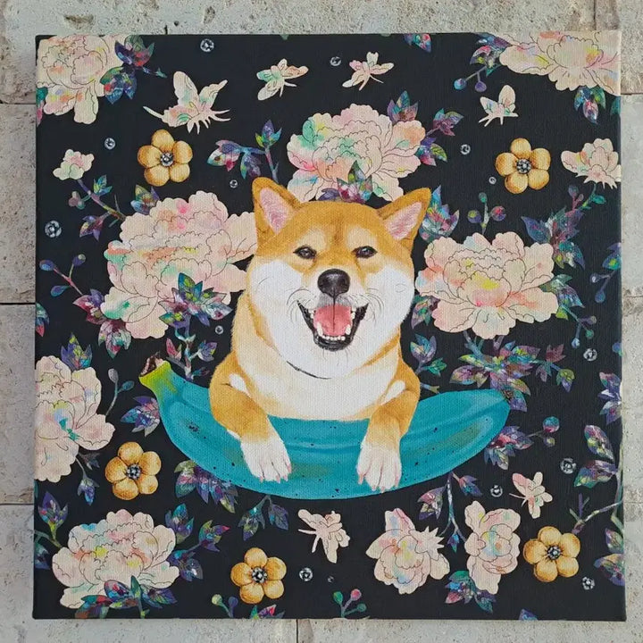 [BUNJANG] Blue Banana Shiba Inu Acrylic Frame Art / 블루바나나와 시바견 아크릴 그림액자입니다