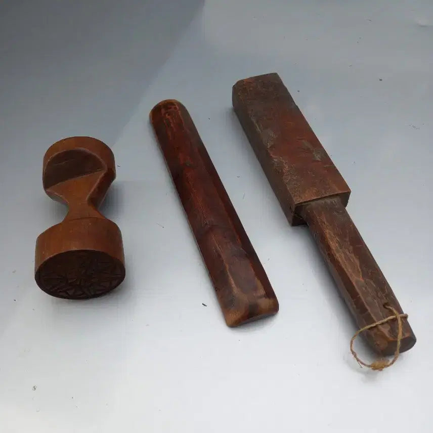 [BUNJANG] Antique Rice Cake Mold Set (3 pieces) / 옛날 떡살 다식판 3개 골동품
