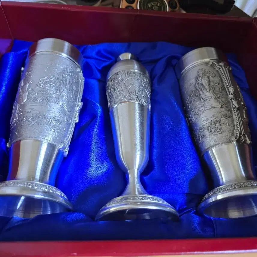 [BUNJANG] Vintage Pewter Chalice Set (16cm, 18.5cm) / 새제품 빈티지 퓨터 주석컵 세트(높이16cm 18.5cm)