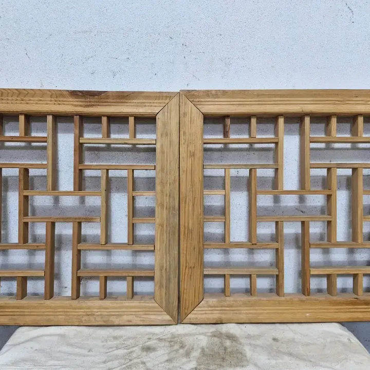 [BUNJANG] Vintage Wooden Lattice Window Set (2 pieces) / 격자무늬 창문 2개 세트 입니다  빈티지