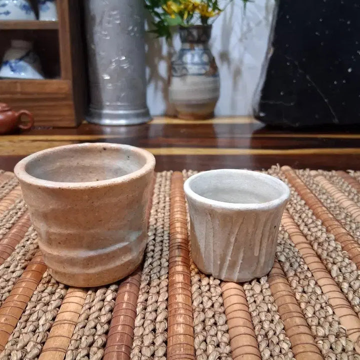 [BUNJANG] Haegwang Yun Seong-won Handmade Kiln Celadon Two Tea Cups Set / 장작가마 양산 해광 윤성원 이도유차잔 2점