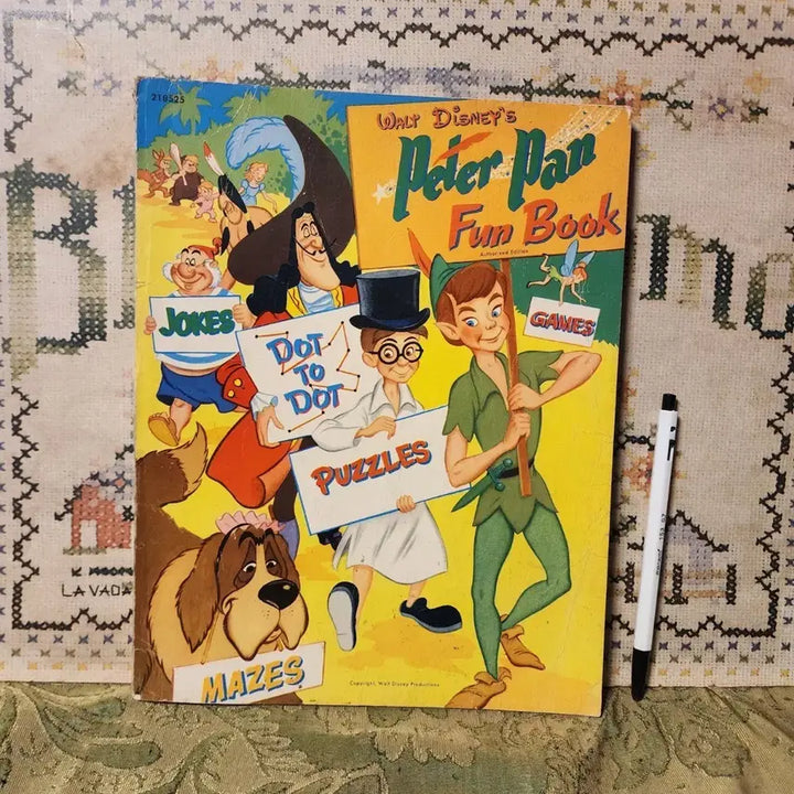 [BUNJANG] 1950s Walt Disney Peter Pan Joke Book, Connect-the-Dots, Puzzle / 1950년대 월트디즈니 피터 팬 북조크(Jokes), 점 잇기. 퍼즐,