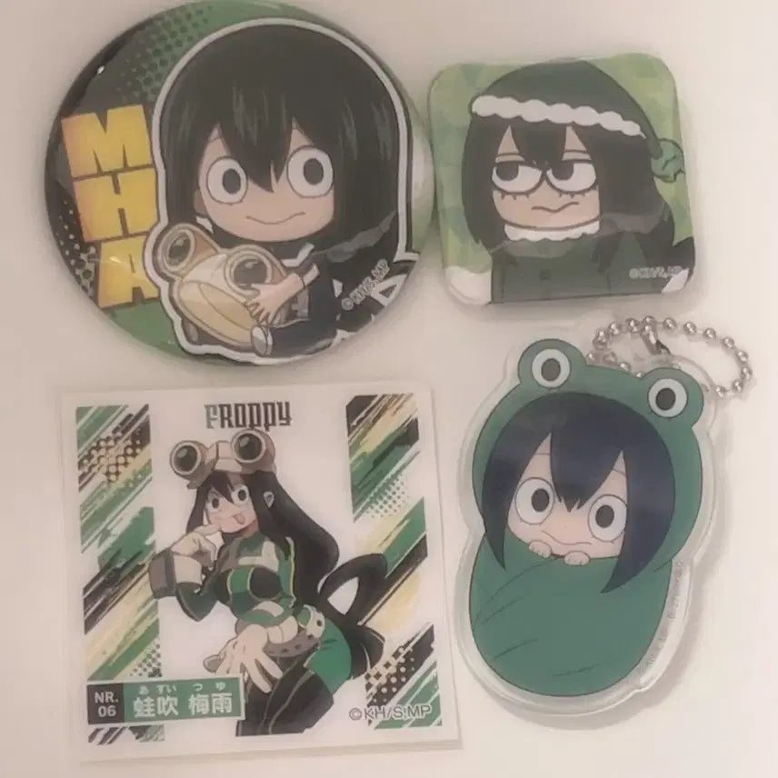 [BUNJANG] My Hero Academia Tsuyu Asui Bundle Set - Acrylic Stand, Badge, Sticker / 나히아 아스이츠유 세트 판매 나의히어로아카데미아 포데기키링뱃지띠부실스티커