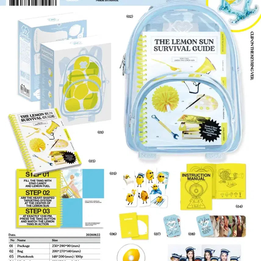 [BUNJANG] Hearts2Hearts Lemon Tang Summer Kit Version PVC Backpack Spring Photobook Mid-Staple Photobook CD-R Folded Poster Unsealed Album Components / 하츠투하츠 레몬탱 썸머키트 백팩 앨범 개봉 Hearts2Hearts