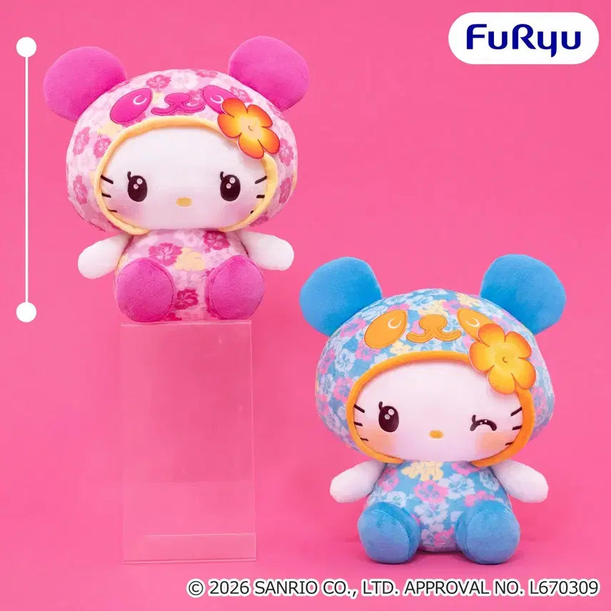 [BUNJANG] Sanrio Panda Kitty Hibiscus BIG Plush Doll 26cm / 블루) 판다키티 히비스커스 BIG 봉제인형 26cm