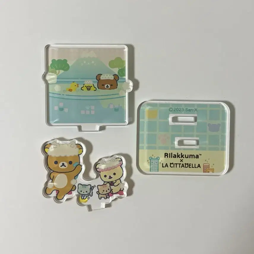 [BUNJANG] Rilakkuma Acrylic Stand Cat Onsen Neko Neko Yu / 리락쿠마 아크릴 스탠드 고양이온천 네코네코유