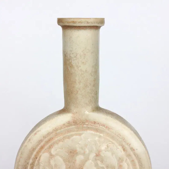 [BUNJANG] White Porcelain Peony Decorated Flask Vase / 백자모란문 편병