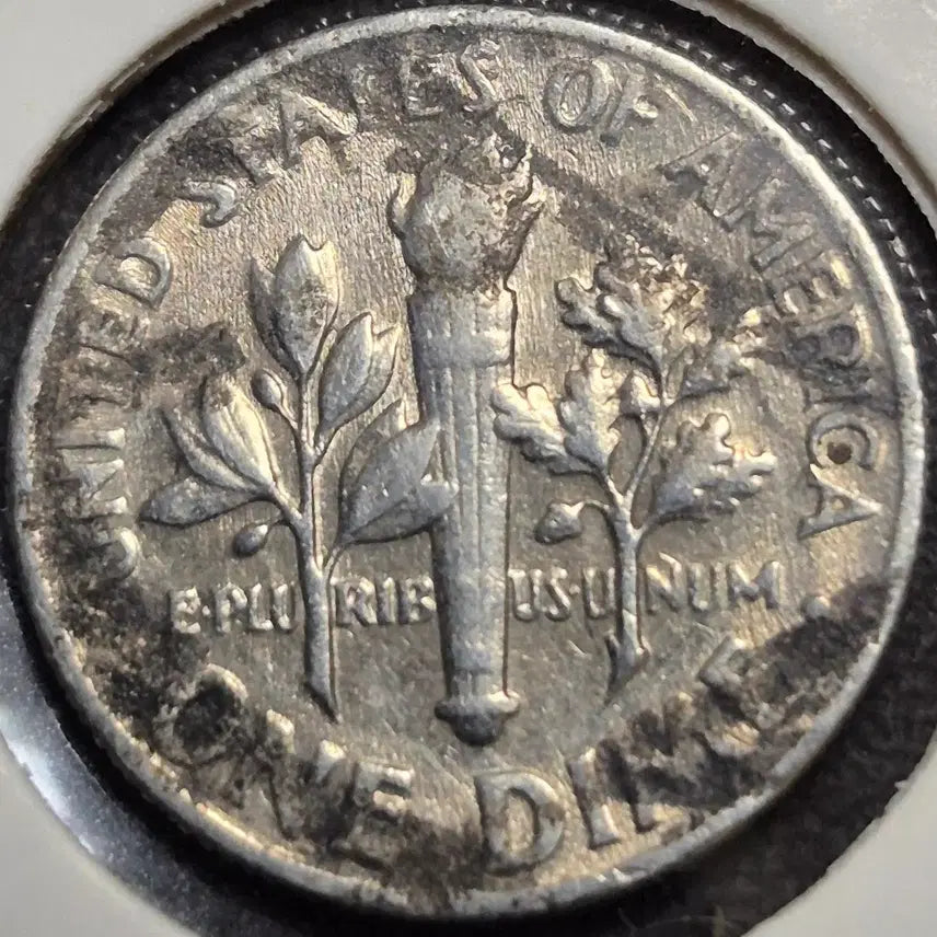 [BUNJANG] 1969 Roosevelt Dime 10 Cent Coin with Black Stripe Stamping Error / 1969년D 루즈벨트다임10센트. 블랙 줄무늬 압인에러~~