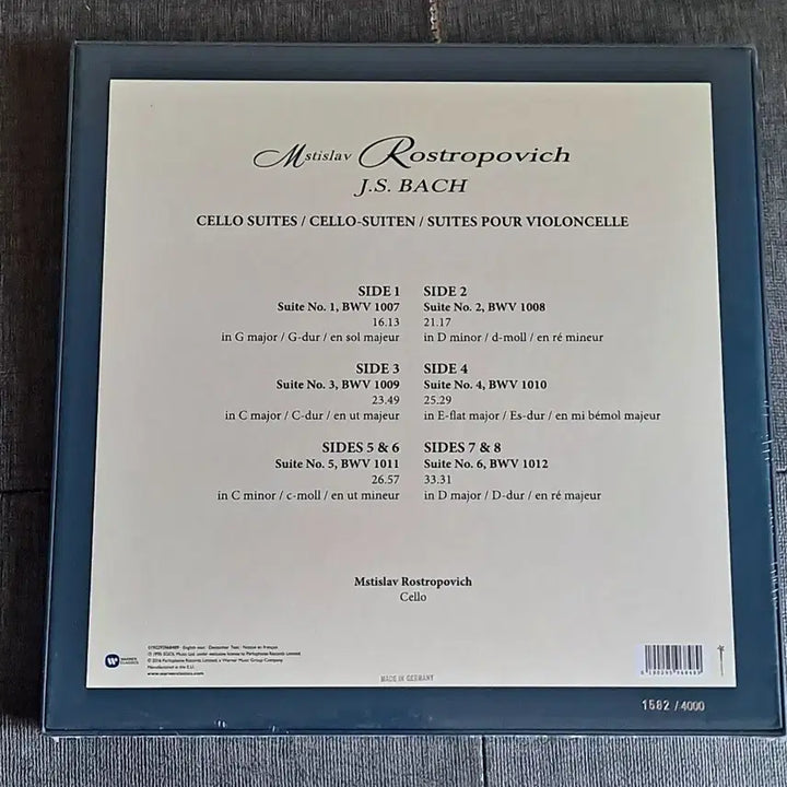 [BUNJANG] Mstislav Rostropovich Unaccompanied Cello Suites Complete Works 4LP Sealed / 로스트로포비치 무반주첼로 전곡 미개봉 4lp