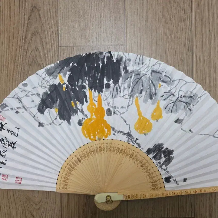 [BUNJANG] Byukgyeong Song Gye-il Artist Celadon Hand Fan / 벽경 송계일 작 합죽선 그림