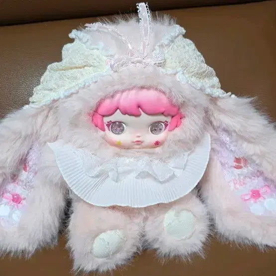 [BUNJANG] Micoco 600 New Pink Knit Mesh Hooded Doll / 미코코 600 신상 핑크색. 흰 두건 쓴 아이