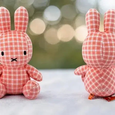 [BUNJANG] Miffy Check Medium Plush Pink / 미피 체크 중형인형 핑크
