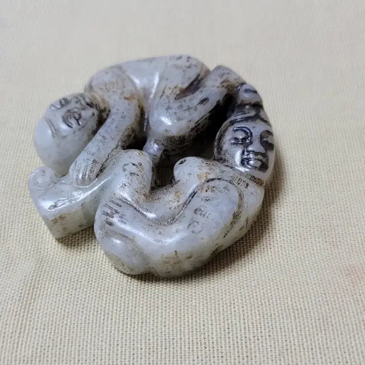 [BUNJANG] Antique Jade Pendant with Dual Figures / 고풍스러운 인물옥패
