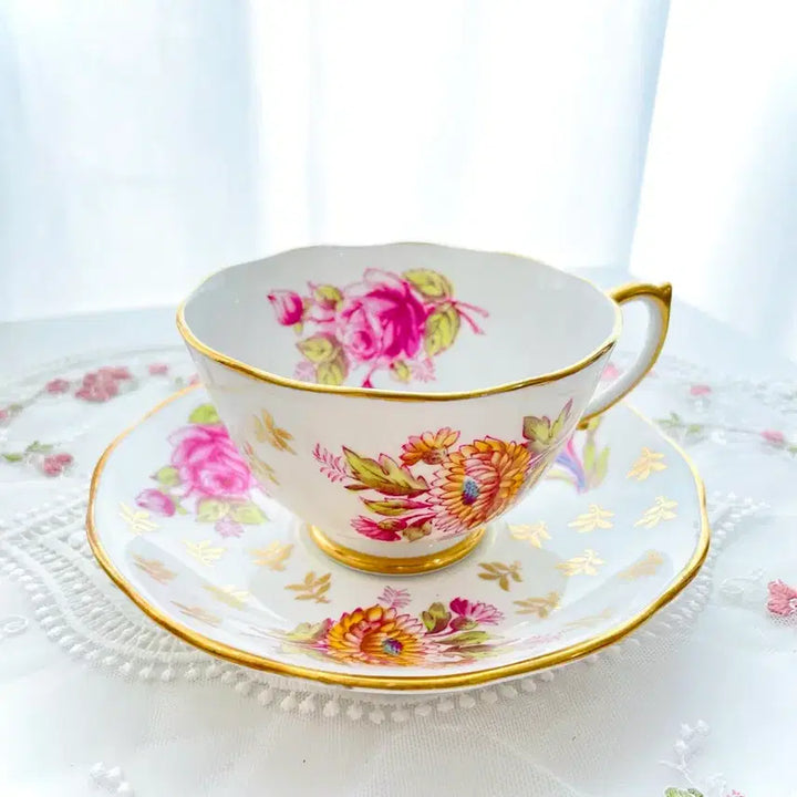 [BUNJANG] Roslyn Fine Bone China Fleurette Teacup &amp; Saucer Set / [유럽감성 빈티지 찻잔] 영국로슬린 파인본차이나/ 플로레트티컵&amp;소서