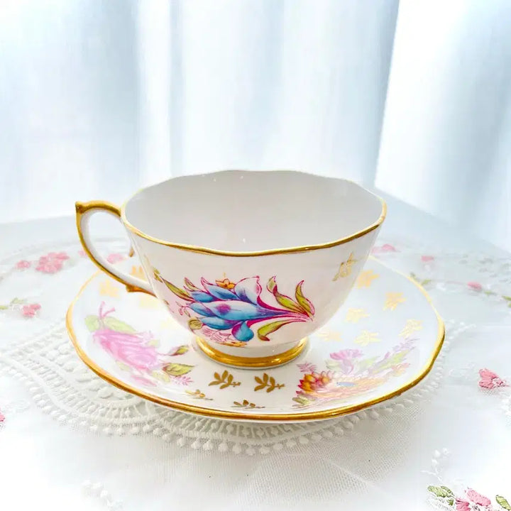 [BUNJANG] Roslyn Fine Bone China Fleurette Teacup &amp; Saucer Set / [유럽감성 빈티지 찻잔] 영국로슬린 파인본차이나/ 플로레트티컵&amp;소서