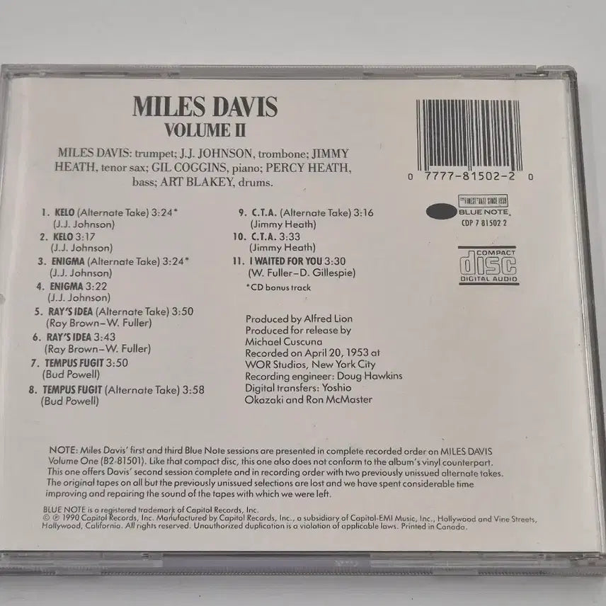 [BUNJANG] Miles Davis Volume II Blue Note Jazz CD / Miles Davis Volume II Blue Note 재즈 CD