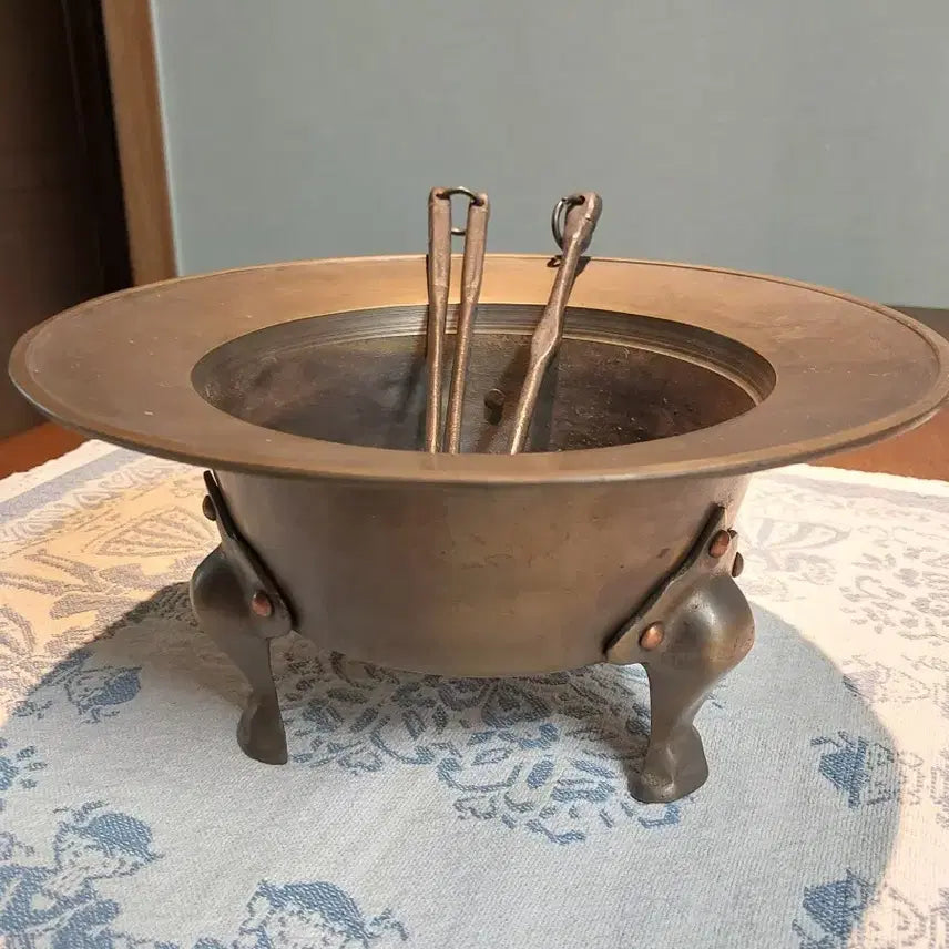 [BUNJANG] Vintage Brass Brazier Set with Tools / 빈티지 황동 화로세트