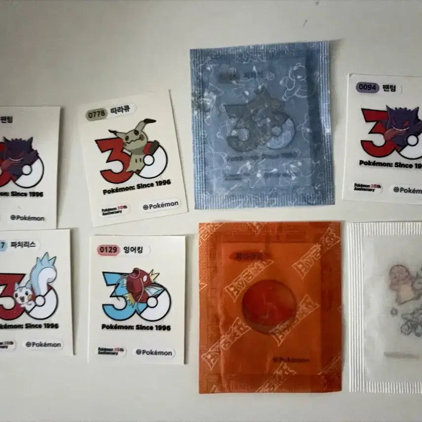 [BUNJANG] Pokemon 30th Anniversary Sticker Bundle Set (Shaymin, Spinda, Gengar, Pachirisu, Voltorb) / 일괄 포켓몬 30주년 기념 띠부씰 지라치 따라큐 팬텀 파치리스 찌리리공