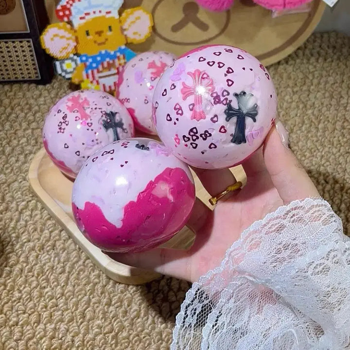 [BUNJANG] Pink Cross Puppy Plush Keychain / 핑크 십자가 슬랑이 말랑이