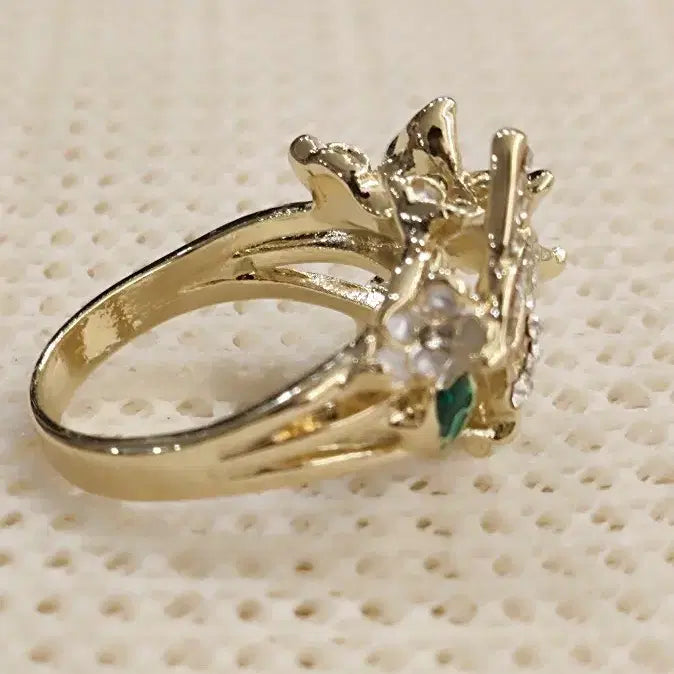 [BUNJANG] Gold Butterfly &amp; Flower Ring / 골드 색상 나비 꽃 반지 내경 20mmkr20호/유럽10호