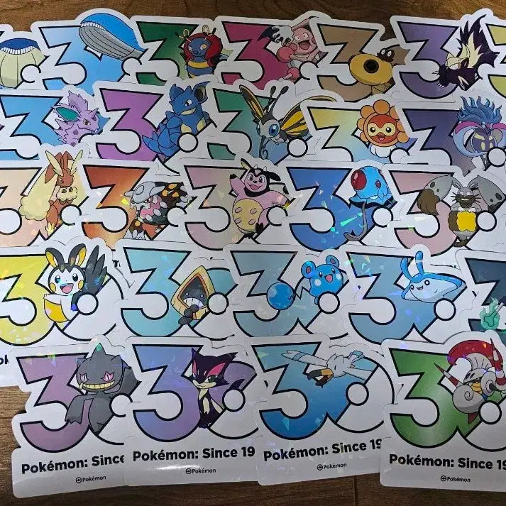 [BUNJANG] Pokemon 30th Anniversary Logo Stickers Bundle Set (30 pcs) / 포켓몬 30주년 로고 스티커 30장 일괄판매