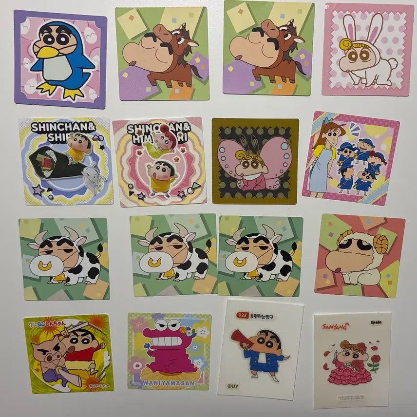 [BUNJANG] Crayon Shin-chan Chocobi Stickers (Rare) - 16 pcs Bundle / 가격제안해주세요! 초코비 짱구는못말려 스티커 16장 희귀