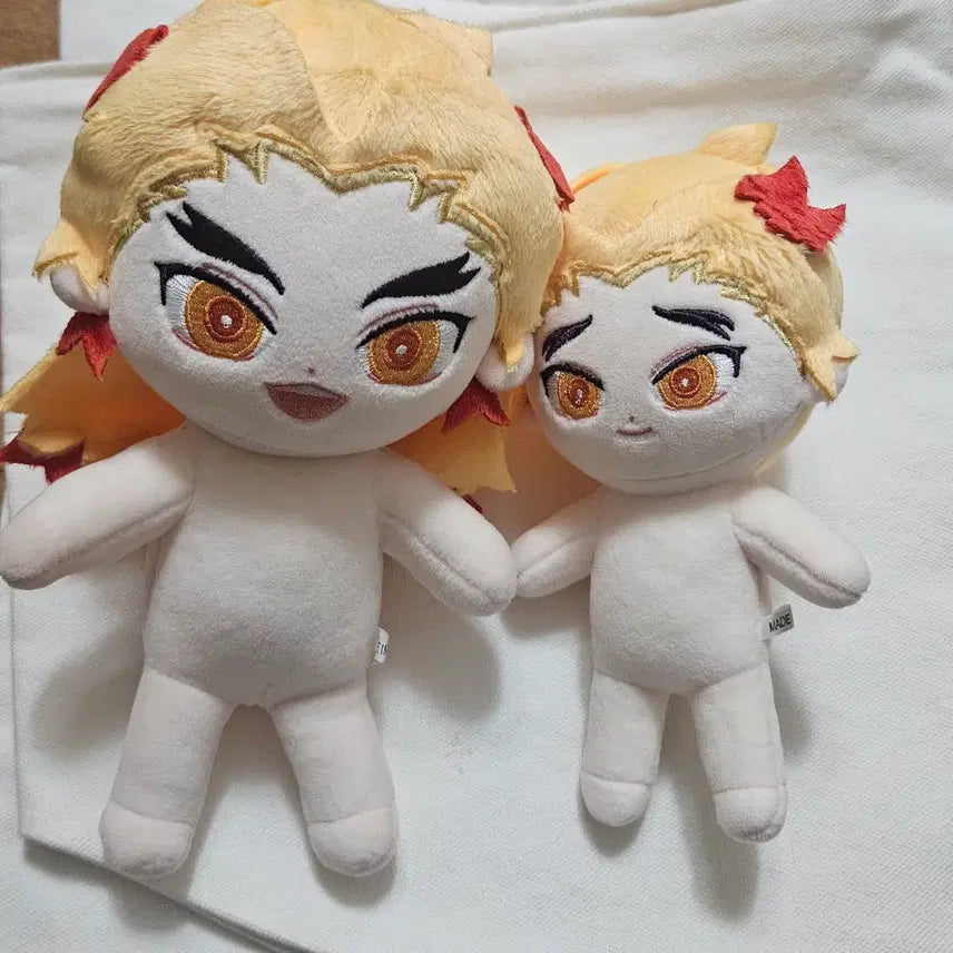 [BUNJANG] Demon Slayer Kyojuro Rengoku &amp; Senjuro Rengoku 20cm and 15cm Unofficial Plush Doll Set with Outfits / 귀멸의칼날 렌고쿠 쿄쥬로 센쥬로 비공식 20cm 인형 세트 옷 포함