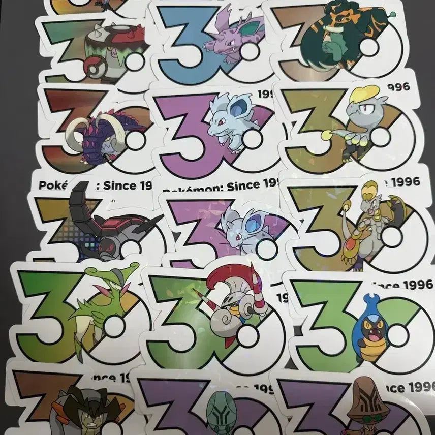 [BUNJANG] Pokemon 30th Anniversary Logo Sticker Bundle Set (36 pcs) / 포켓몬 30주년 로고 스티커 36장