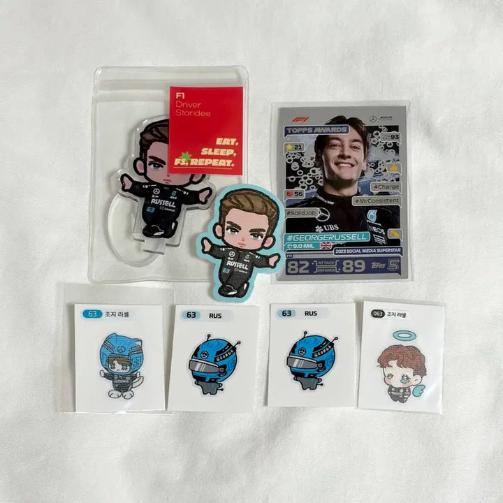 [BUNJANG] George Russell Mercedes F1 Turbo Attack Acrylic Standee &amp; Sticker Bundle / f1 메르세데스 조지 러셀 탑스 터보어택 아크릴 띠부스티커 양도 유니폼