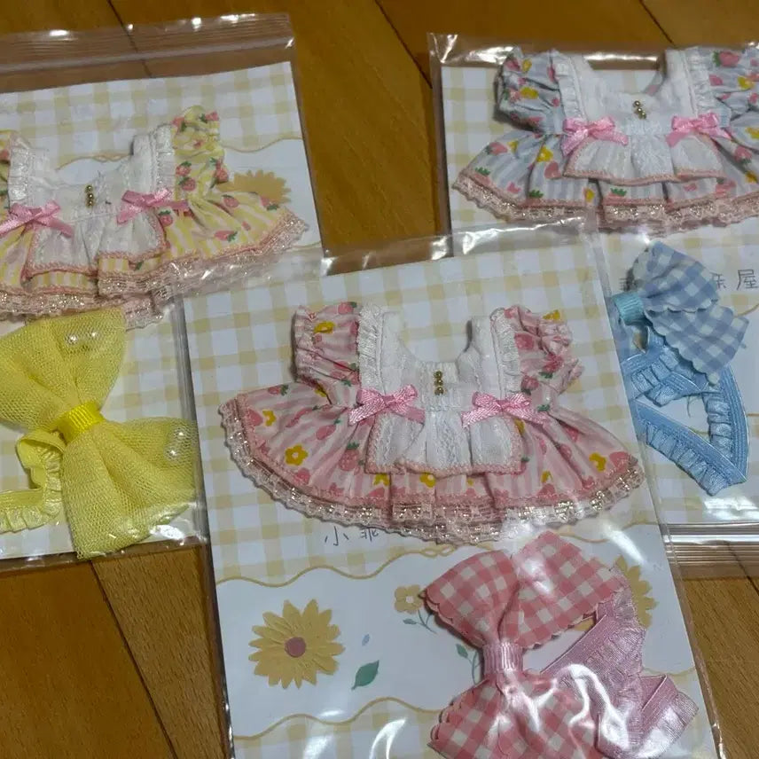 [BUNJANG] 10cm Doll Clothes Bokdong Closet Strawberry Dress Bundle Set / 10cm 솜인형 의상 복동이옷장 딸기원피스