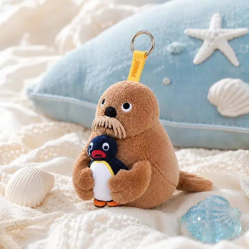 [BUNJANG] Pingu &amp; Walrus Keychain Plush Doll / 핑구 바다코끼리 키링 인형
