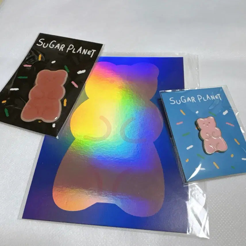[BUNJANG] Suga Planet Jelly Bear Postcard Magnet Badge Set / 슈가플래닛 젤리베어 엽서 마그넷 뱃지세트