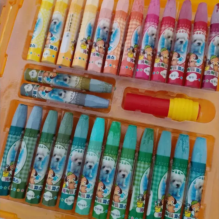 [BUNJANG] Monami Love Pet Crayons (50 Count) - Vintage Interior Prop / 옛날 모나미 러브펫 크레파스 50본 / 고전 문구 빈티지 인테리어 소품
