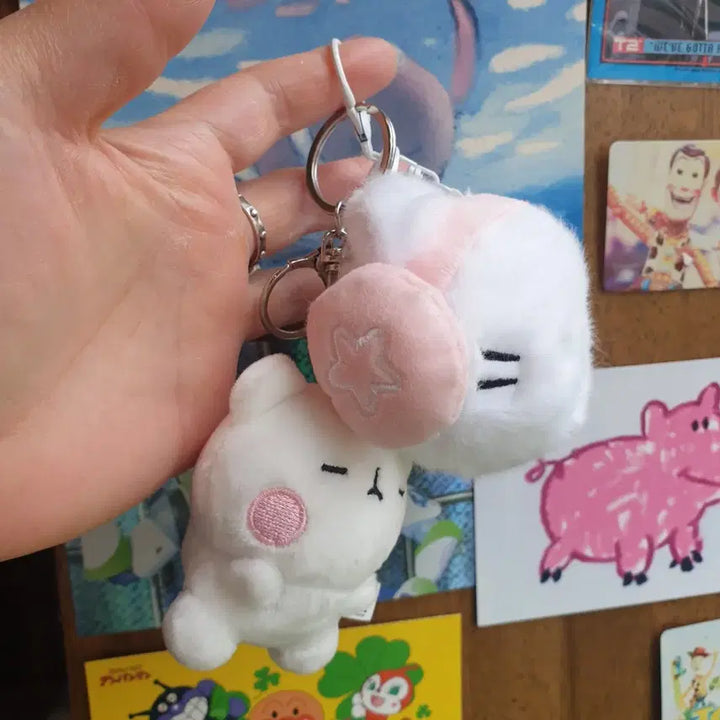 [BUNJANG] White Animals Plush Keyring Set / 하얀동물들 인형 키링 세트