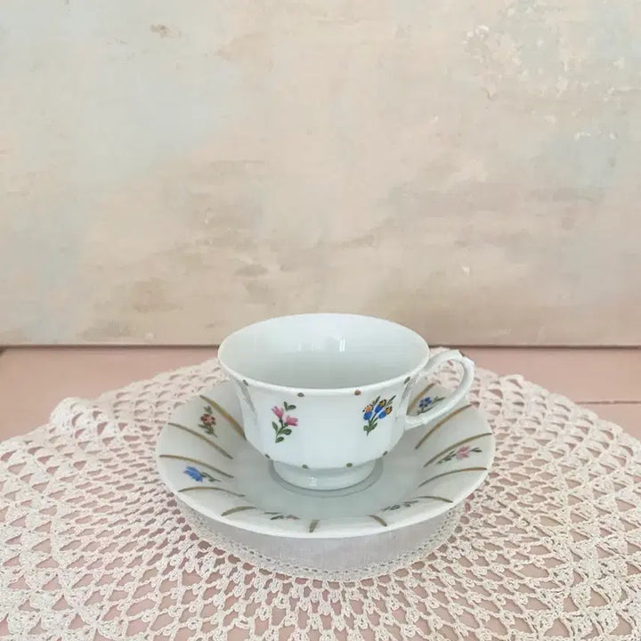 [BUNJANG] German Vintage Hand-Painted Espresso Cup and Saucer Set / 독일 빈티지 핸드페인팅 에소잔 세트
